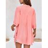 imageCicy Bell Womens Button Down Shirts V Neck Half Sleeve Tops Side Tie Knot BlousePink