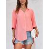 imageCicy Bell Womens Button Down Shirts V Neck Half Sleeve Tops Side Tie Knot BlousePink