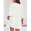 imageCicy Bell Womens Button Down Shirts V Neck Half Sleeve Tops Side Tie Knot BlouseWhite