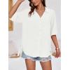 imageCicy Bell Womens Button Down Shirts V Neck Half Sleeve Tops Side Tie Knot BlouseWhite