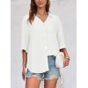 imageCicy Bell Womens Button Down Shirts V Neck Half Sleeve Tops Side Tie Knot BlouseWhite