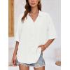 imageCicy Bell Womens Button Down Shirts V Neck Half Sleeve Tops Side Tie Knot BlouseWhite