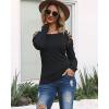 imageCicy Bell Womens Long Sleeve Cold Shoulder Tops Plain Hollow Out Boat Neck Casual Blouses ShirtsBlack