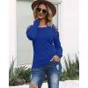 imageCicy Bell Womens Long Sleeve Cold Shoulder Tops Plain Hollow Out Boat Neck Casual Blouses ShirtsBlue