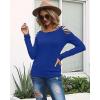 imageCicy Bell Womens Long Sleeve Cold Shoulder Tops Plain Hollow Out Boat Neck Casual Blouses ShirtsBlue