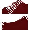 imageCicy Bell Womens Long Sleeve Cold Shoulder Tops Plain Hollow Out Boat Neck Casual Blouses ShirtsBurgundy