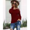 imageCicy Bell Womens Long Sleeve Cold Shoulder Tops Plain Hollow Out Boat Neck Casual Blouses ShirtsBurgundy