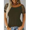 imageCicy Bell Womens Long Sleeve Cold Shoulder Tops Plain Hollow Out Boat Neck Casual Blouses ShirtsZarmy Green