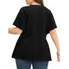 imageCicy Bell Womens Plus Size Peplum Tops V Neck Keyhole Tie Front Ruffle Short Sleeve Tunic BlouseBlack