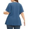 imageCicy Bell Womens Plus Size Peplum Tops V Neck Keyhole Tie Front Ruffle Short Sleeve Tunic BlouseBlue