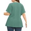 imageCicy Bell Womens Plus Size Peplum Tops V Neck Keyhole Tie Front Ruffle Short Sleeve Tunic BlouseGreen