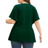 imageCicy Bell Womens Plus Size Peplum Tops V Neck Keyhole Tie Front Ruffle Short Sleeve Tunic BlouseNavy Green