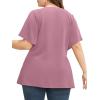 imageCicy Bell Womens Plus Size Peplum Tops V Neck Keyhole Tie Front Ruffle Short Sleeve Tunic BlousePink