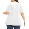 imageCicy Bell Womens Plus Size Peplum Tops V Neck Keyhole Tie Front Ruffle Short Sleeve Tunic BlouseWhite