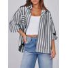 imageCicy Bell Womens Striped Button Down Shirts 2024 Fall Fashion Puff Long Sleeve Loose Fitting Work TopsBlack