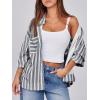 imageCicy Bell Womens Striped Button Down Shirts 2024 Fall Fashion Puff Long Sleeve Loose Fitting Work TopsBlack