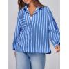 imageCicy Bell Womens Striped Button Down Shirts 2024 Fall Fashion Puff Long Sleeve Loose Fitting Work TopsBlue