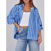 imageCicy Bell Womens Striped Button Down Shirts 2024 Fall Fashion Puff Long Sleeve Loose Fitting Work TopsBlue