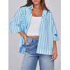 imageCicy Bell Womens Striped Button Down Shirts 2024 Fall Fashion Puff Long Sleeve Loose Fitting Work TopsLight Blue