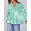 imageCicy Bell Womens Striped Button Down Shirts 2024 Fall Fashion Puff Long Sleeve Loose Fitting Work TopsLight Green