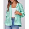 imageCicy Bell Womens Striped Button Down Shirts 2024 Fall Fashion Puff Long Sleeve Loose Fitting Work TopsLight Green