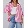 imageCicy Bell Womens Striped Button Down Shirts 2024 Fall Fashion Puff Long Sleeve Loose Fitting Work TopsLight Pink