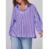 imageCicy Bell Womens Striped Button Down Shirts 2024 Fall Fashion Puff Long Sleeve Loose Fitting Work TopsPink