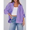 imageCicy Bell Womens Striped Button Down Shirts 2024 Fall Fashion Puff Long Sleeve Loose Fitting Work TopsPink