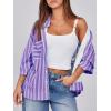 imageCicy Bell Womens Striped Button Down Shirts 2024 Fall Fashion Puff Long Sleeve Loose Fitting Work TopsPink
