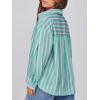 imageCicy Bell Womens Striped Button Down Shirts 2024 Fall Fashion Puff Long Sleeve Loose Fitting Work TopsPink Green