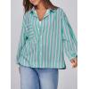 imageCicy Bell Womens Striped Button Down Shirts 2024 Fall Fashion Puff Long Sleeve Loose Fitting Work TopsPink Green