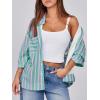 imageCicy Bell Womens Striped Button Down Shirts 2024 Fall Fashion Puff Long Sleeve Loose Fitting Work TopsPink Green