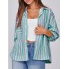 imageCicy Bell Womens Striped Button Down Shirts 2024 Fall Fashion Puff Long Sleeve Loose Fitting Work TopsPink Green