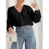 imageCicy Bell Womens V Neck Ruffle Shirts Cute Long Sleeve Button Down Tops Casual Work Office BlousesBlack