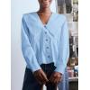 imageCicy Bell Womens V Neck Ruffle Shirts Cute Long Sleeve Button Down Tops Casual Work Office BlousesLight Blue