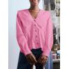 imageCicy Bell Womens V Neck Ruffle Shirts Cute Long Sleeve Button Down Tops Casual Work Office BlousesPink