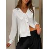 imageCicy Bell Womens V Neck Ruffle Shirts Cute Long Sleeve Button Down Tops Casual Work Office BlousesWhite