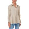 imageCicy Bell Womens Button Down Shirts Collared V Neck Long Sleeve Peplum Tiered Blouse TopsLight Khaki