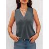 imageCicy Bell Women V Neck Tank Tops Dressy Casual Summer Loose Fit Sleeveless Shirts BlouseGrey
