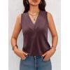 imageCicy Bell Women V Neck Tank Tops Dressy Casual Summer Loose Fit Sleeveless Shirts BlouseWine Red
