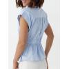 imageCicy Bell Womens Dressy Button Down Shirts Peplum Tops Cap Sleeve Summer Work BlousesLight Blue