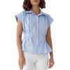 imageCicy Bell Womens Dressy Button Down Shirts Peplum Tops Cap Sleeve Summer Work BlousesLight Blue