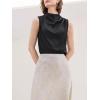 imageCicy Bell Womens Mock Neck Satin Tank Tops Sleeveless Ruched Dressy Casual Summer Shirt BlousesBlack