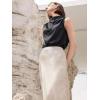 imageCicy Bell Womens Mock Neck Satin Tank Tops Sleeveless Ruched Dressy Casual Summer Shirt BlousesBlack