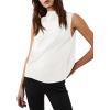 imageCicy Bell Womens Mock Neck Satin Tank Tops Sleeveless Ruched Dressy Casual Summer Shirt BlousesWhite