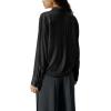 imageCicy Bell Womens Silk Button Down Shirts Long Sleeve Dressy Work Casual Twist Front Satin Blouse TopsBlack