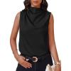 imageCicy Bell Womens Mock Neck Satin Tank Tops Sleeveless Ruched Dressy Casual Summer Shirt BlousesBlack