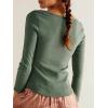 image34 Sleeve Tops for Women Boat Neck Tshirts Ribbed Knit Basic Casual Slim Fit Tee ShirtsArmy Green