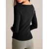 image34 Sleeve Tops for Women Boat Neck Tshirts Ribbed Knit Basic Casual Slim Fit Tee ShirtsBlack