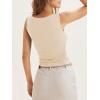 imageCicy Bell Womens Boat Neck Tank Tops Summer Tight Ruched Sleeveless ShirtsApricot